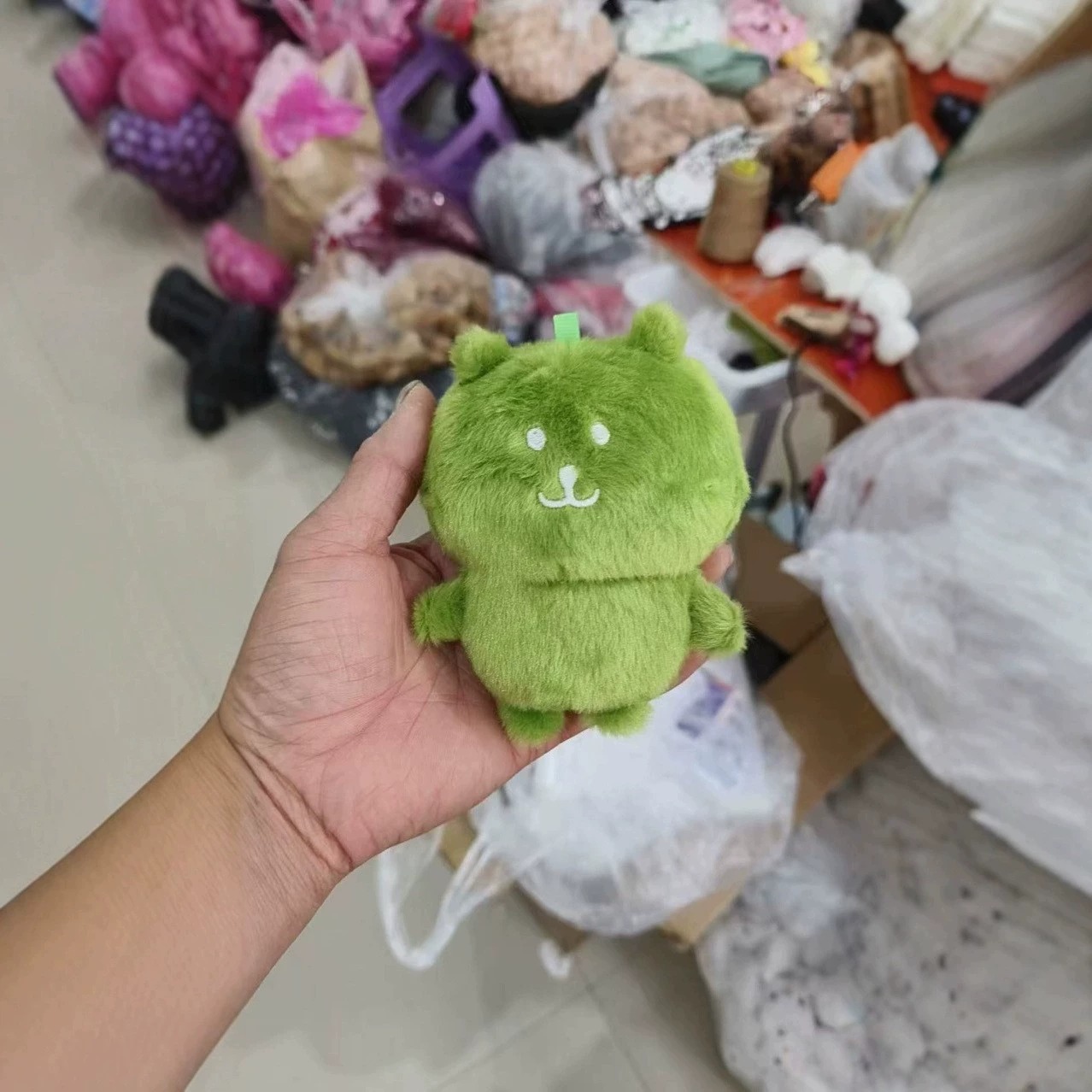 Cute Green Bear Plush Keychain - Fluffy Stuffed Animal Bag Charm 9