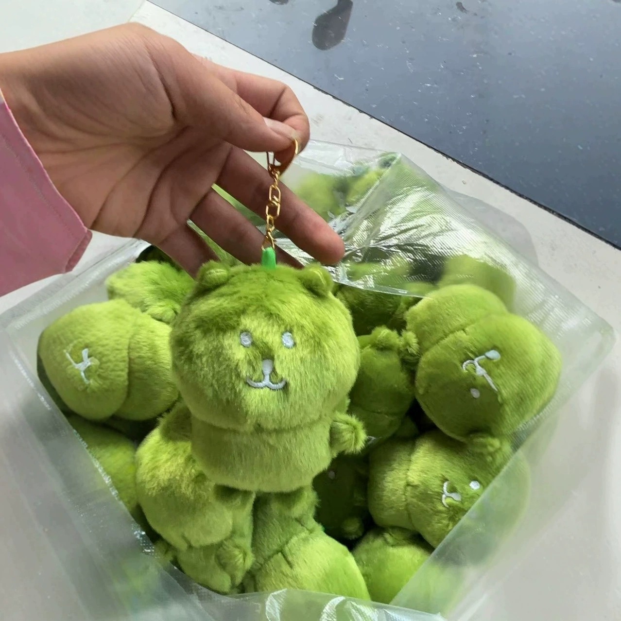 Cute Green Bear Plush Keychain - Fluffy Stuffed Animal Bag Charm 10