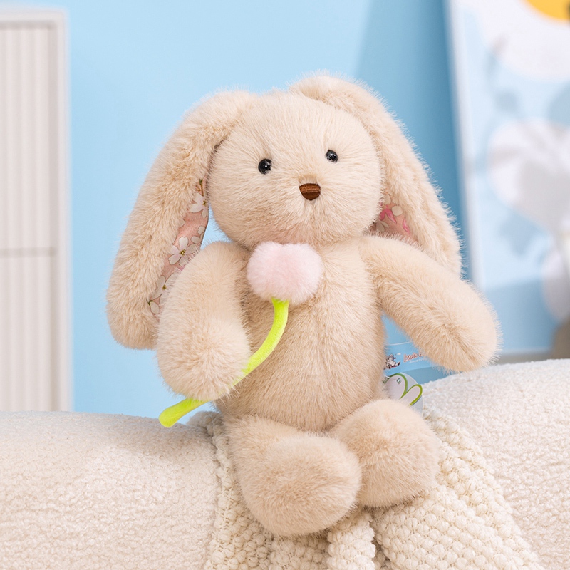 Cute Huahua Rabbit Plushie - Huggable Stuffed Flower Rabbit with Soft Fur, Charming Floral Details, Perfect for Snugglin 12