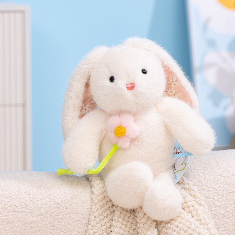 Cute Huahua Rabbit Plushie - Huggable Stuffed Flower Rabbit with Soft Fur, Charming Floral Details, Perfect for Snugglin 13