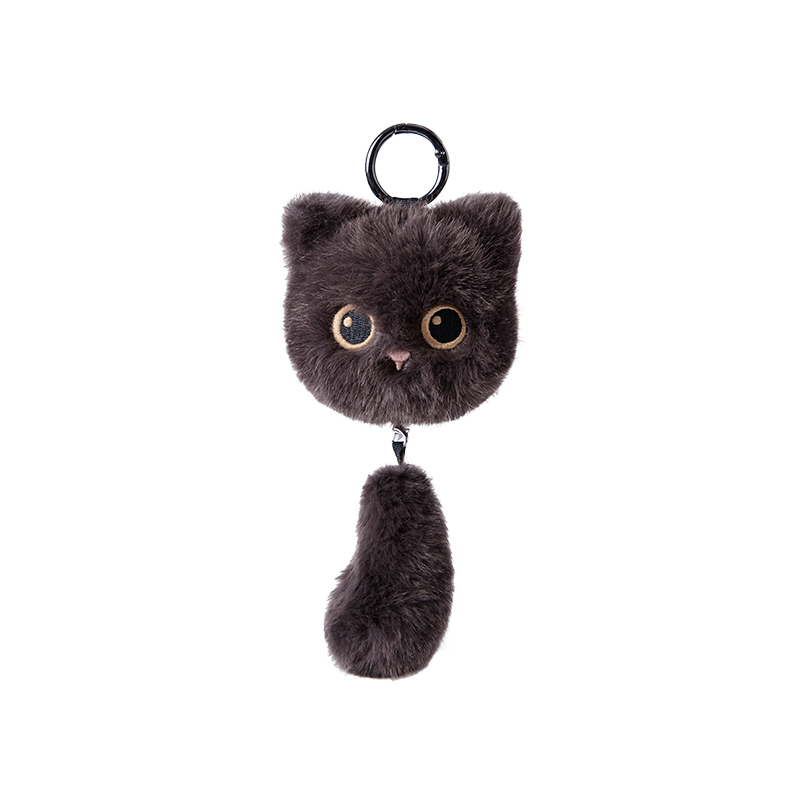 Porte-clés en peluche queue de chaton - Pendentif mignon en forme de queue de chat pour sacs et clés 12