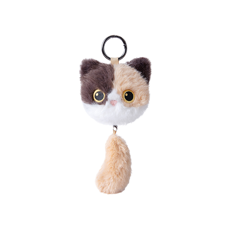 Porte-clés en peluche queue de chaton - Pendentif mignon en forme de queue de chat pour sacs et clés 11