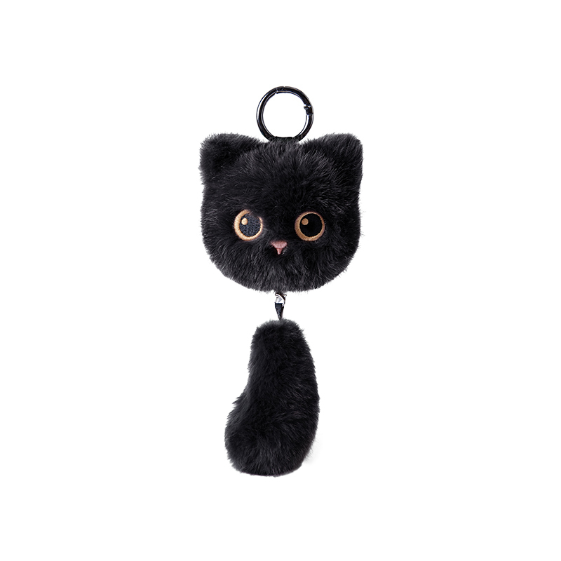 Porte-clés en peluche queue de chaton - Pendentif mignon en forme de queue de chat pour sacs et clés 1