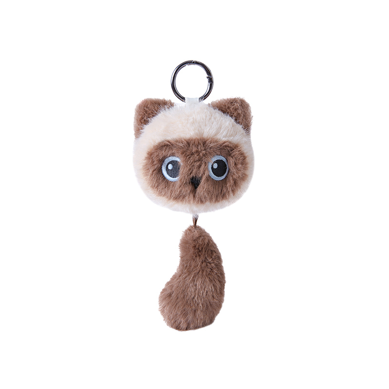 Porte-clés en peluche queue de chaton - Pendentif mignon en forme de queue de chat pour sacs et clés 10