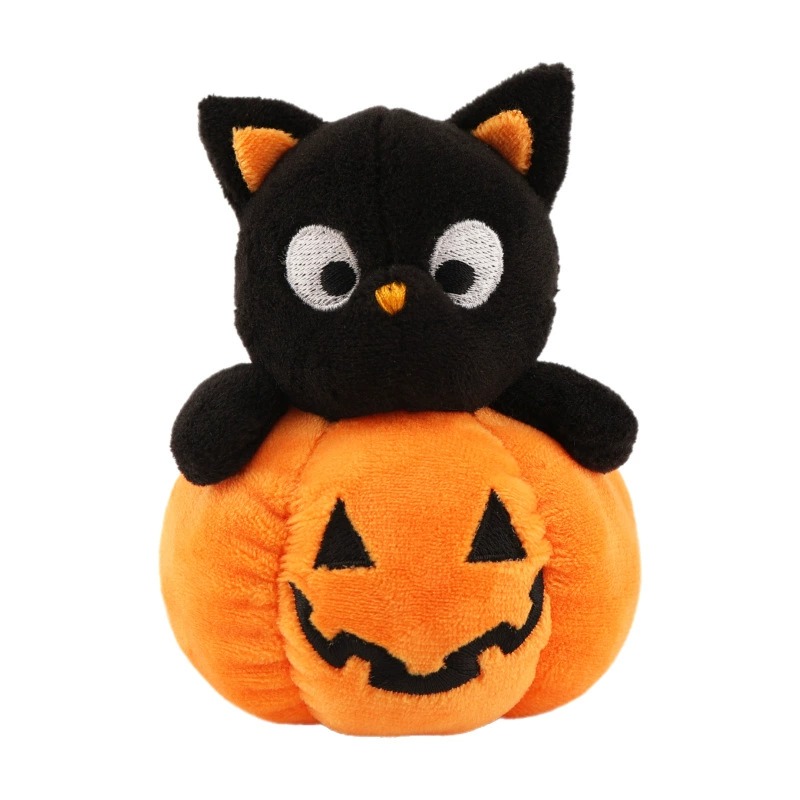 15cm Halloween Cute Plush Keychain Set: Ghost & Black Cat with Pumpkin Designs 12
