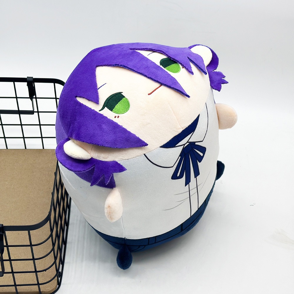 Coussin en peluche rond et doux représentant Chainsaw Man Reze, personnage d'anime, 30 cm, 543 g, cheveux violets et yeux verts. 11