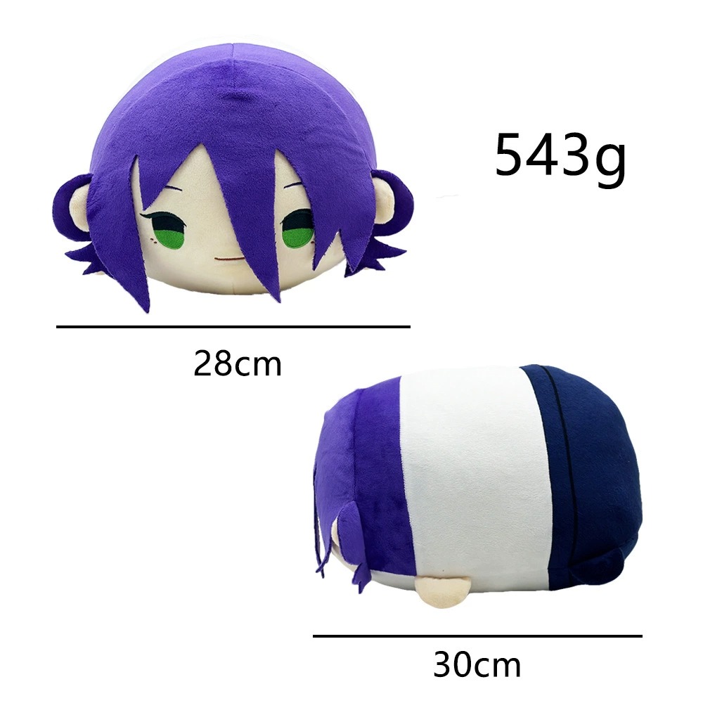 Coussin en peluche rond et doux représentant Chainsaw Man Reze, personnage d'anime, 30 cm, 543 g, cheveux violets et yeux verts. 21