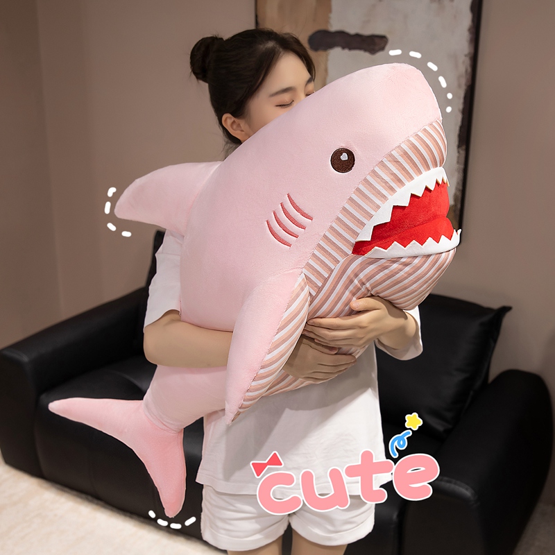 Soft Pink and Blue Shark Plush Toy - Cuddly Stuffed Animal with Fluffy Fur, Cute Stuffed Shark Doll for Kids, Toddlers & 13