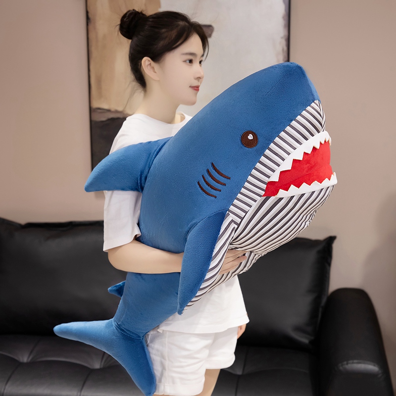 Soft Pink and Blue Shark Plush Toy - Cuddly Stuffed Animal with Fluffy Fur, Cute Stuffed Shark Doll for Kids, Toddlers & 14