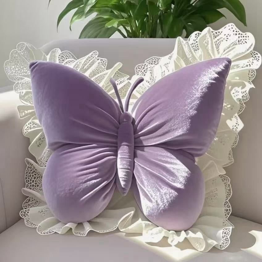 Butterfly Lace Pillow Plush Doll - Soft Stuffed Cushion Toy for Sofa & Bed 10