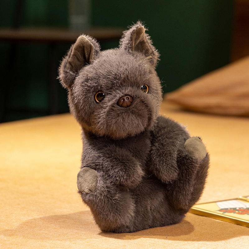 Realistic Sitting Bulldog Plush Toy: Lifelike Stuffed Bulldog Doll 16