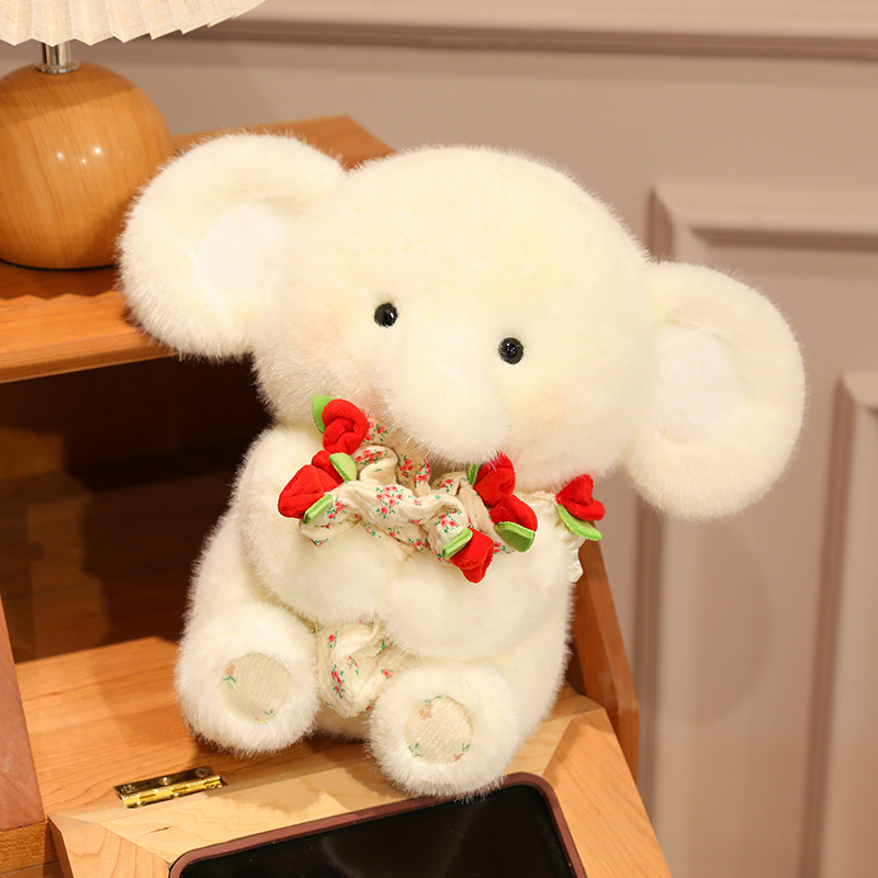 Lindo elefante de peluche con flor - Adorable animal de peluche 20