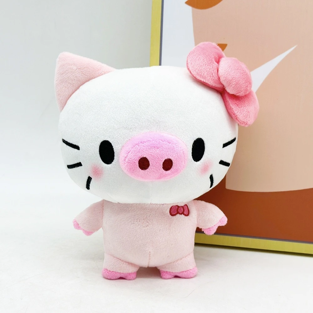 19cm Soft Hello Piggy Cute Pink Pig Plush Toy with Bow  Stuffed Animal Doll 1