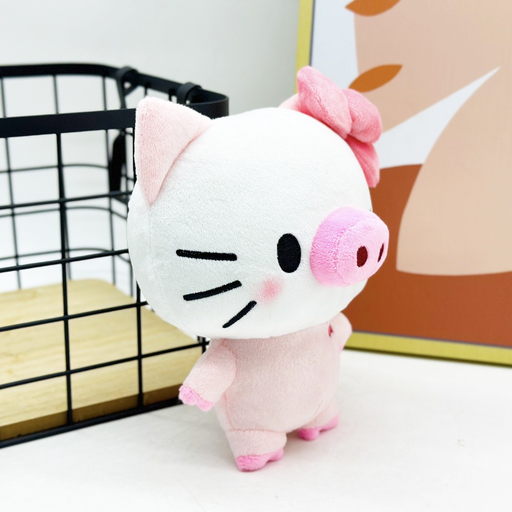 19cm Soft Hello Piggy Cute Pink Pig Plush Toy with Bow  Stuffed Animal Doll 13