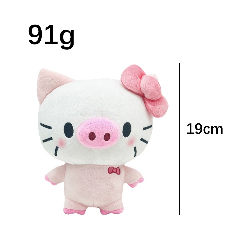 19cm Soft Hello Piggy Cute Pink Pig Plush Toy with Bow  Stuffed Animal Doll 16