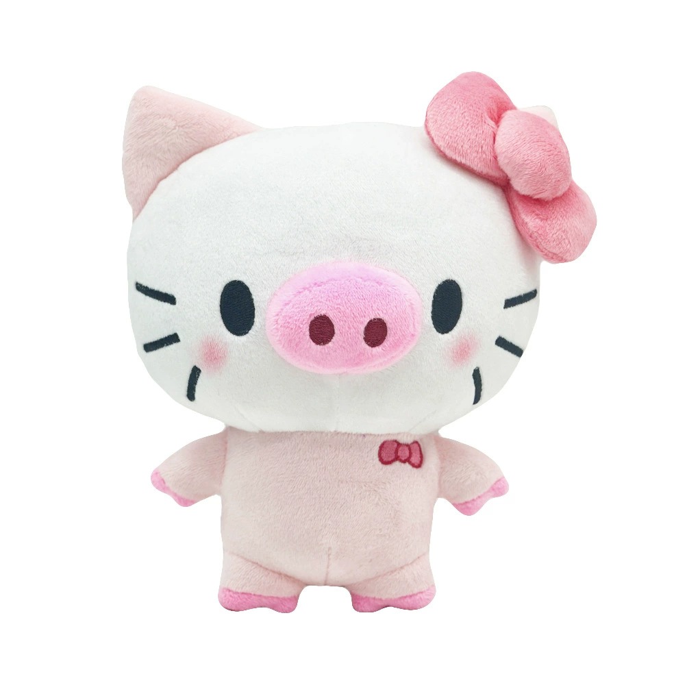 19cm Soft Hello Piggy Cute Pink Pig Plush Toy with Bow  Stuffed Animal Doll 17