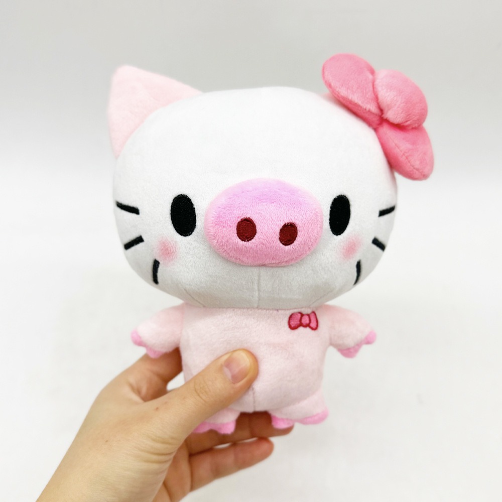 19cm Soft Hello Piggy Cute Pink Pig Plush Toy with Bow  Stuffed Animal Doll 20