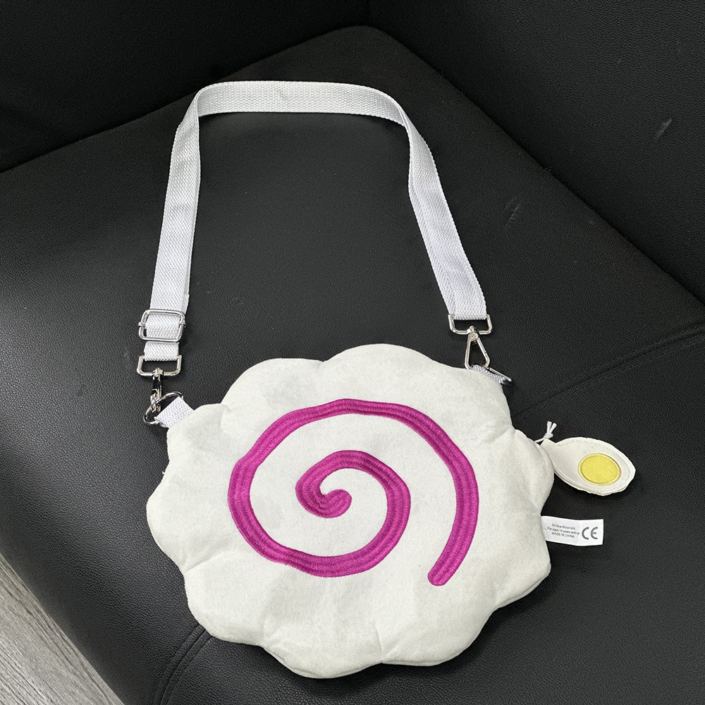 28cm Plush Crossbody Bag for Cosplay & Daily - Spiral Cloud Design, 135cm Strap, 142g 12