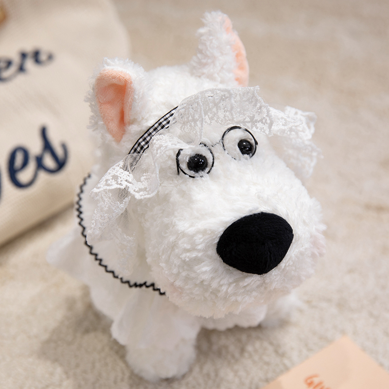 Adorables peluches West Highland White Terrier - Chiots mignons en peluche avec accessoires colorés, jouets doux et câlins 15