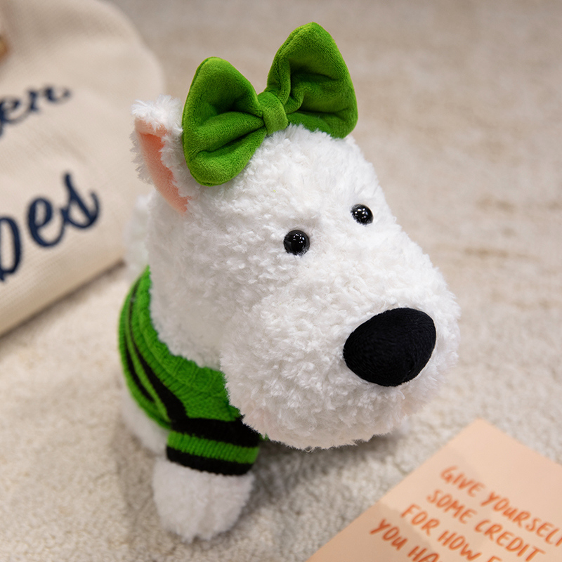 Adorables peluches West Highland White Terrier - Chiots mignons en peluche avec accessoires colorés, jouets doux et câlins 13