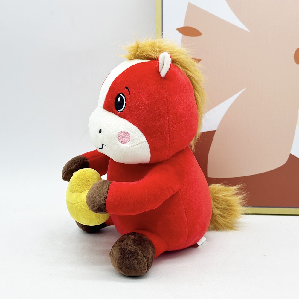 Peluche Cheval Rouge Mignon avec Lingot d'Or - 26 cm - Animal en Peluche Porte-Bonheur 12