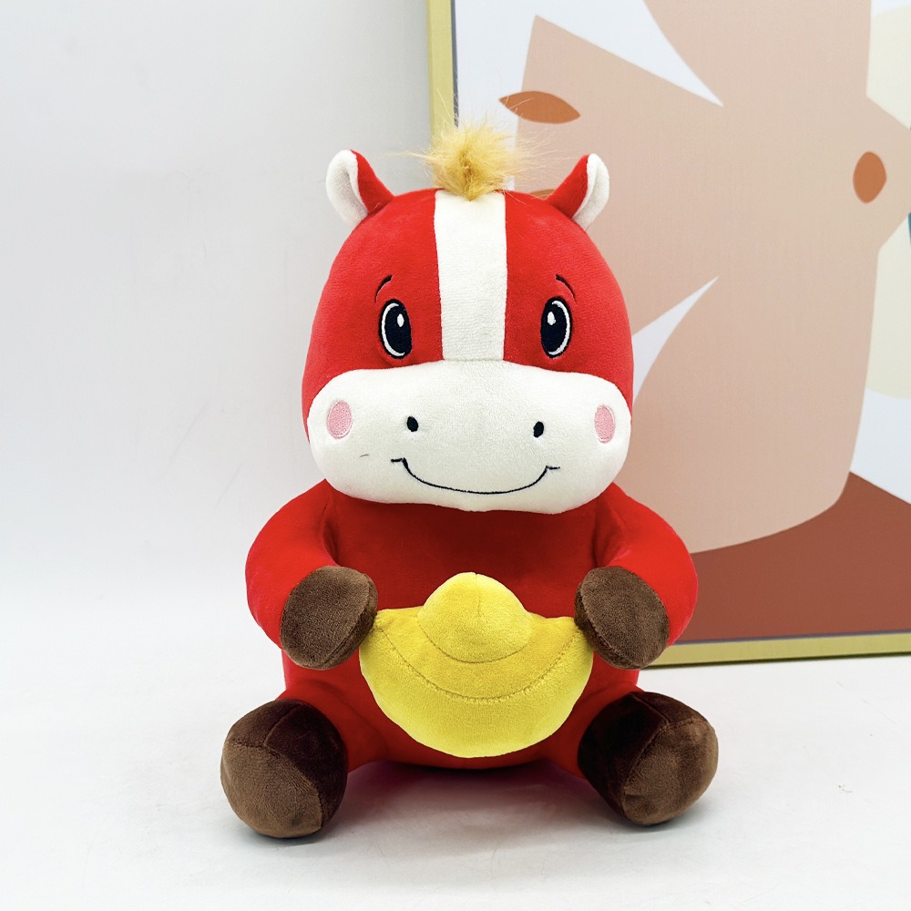 Peluche Cheval Rouge Mignon avec Lingot d'Or - 26 cm - Animal en Peluche Porte-Bonheur 13