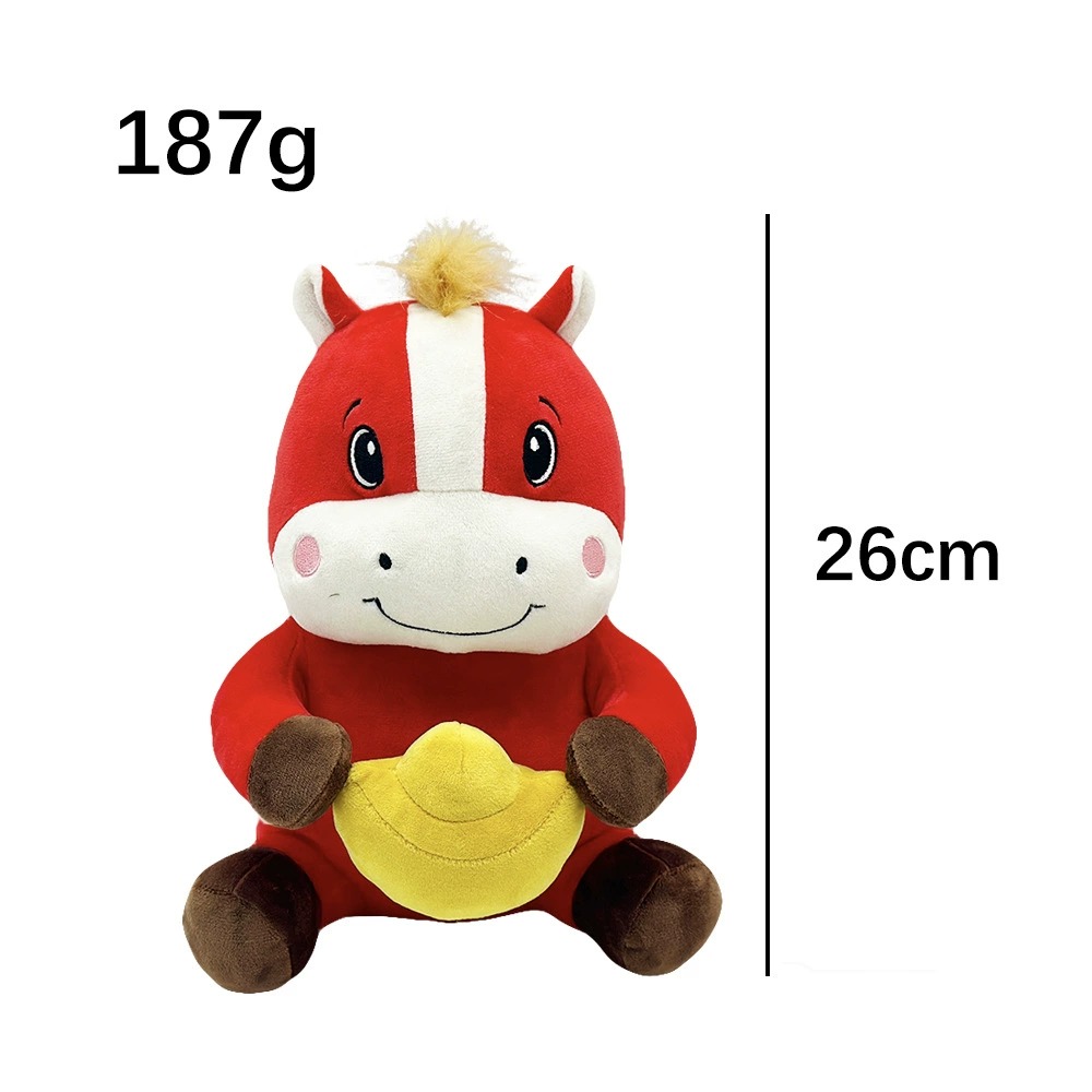 Peluche Cheval Rouge Mignon avec Lingot d'Or - 26 cm - Animal en Peluche Porte-Bonheur 19