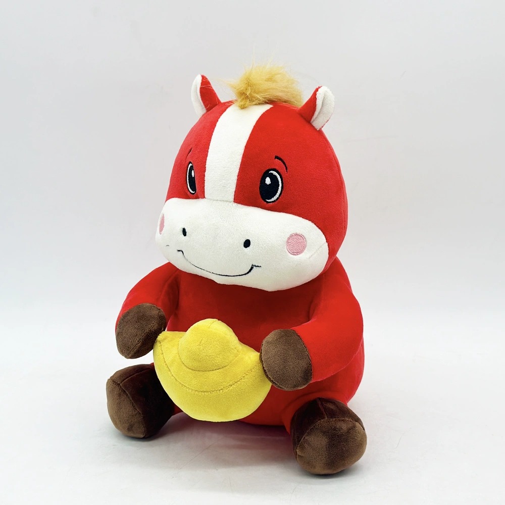 Peluche Cheval Rouge Mignon avec Lingot d'Or - 26 cm - Animal en Peluche Porte-Bonheur 15