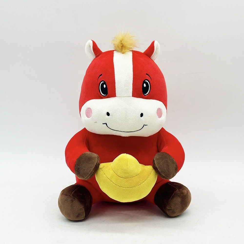 Peluche Cheval Rouge Mignon avec Lingot d'Or - 26 cm - Animal en Peluche Porte-Bonheur 17