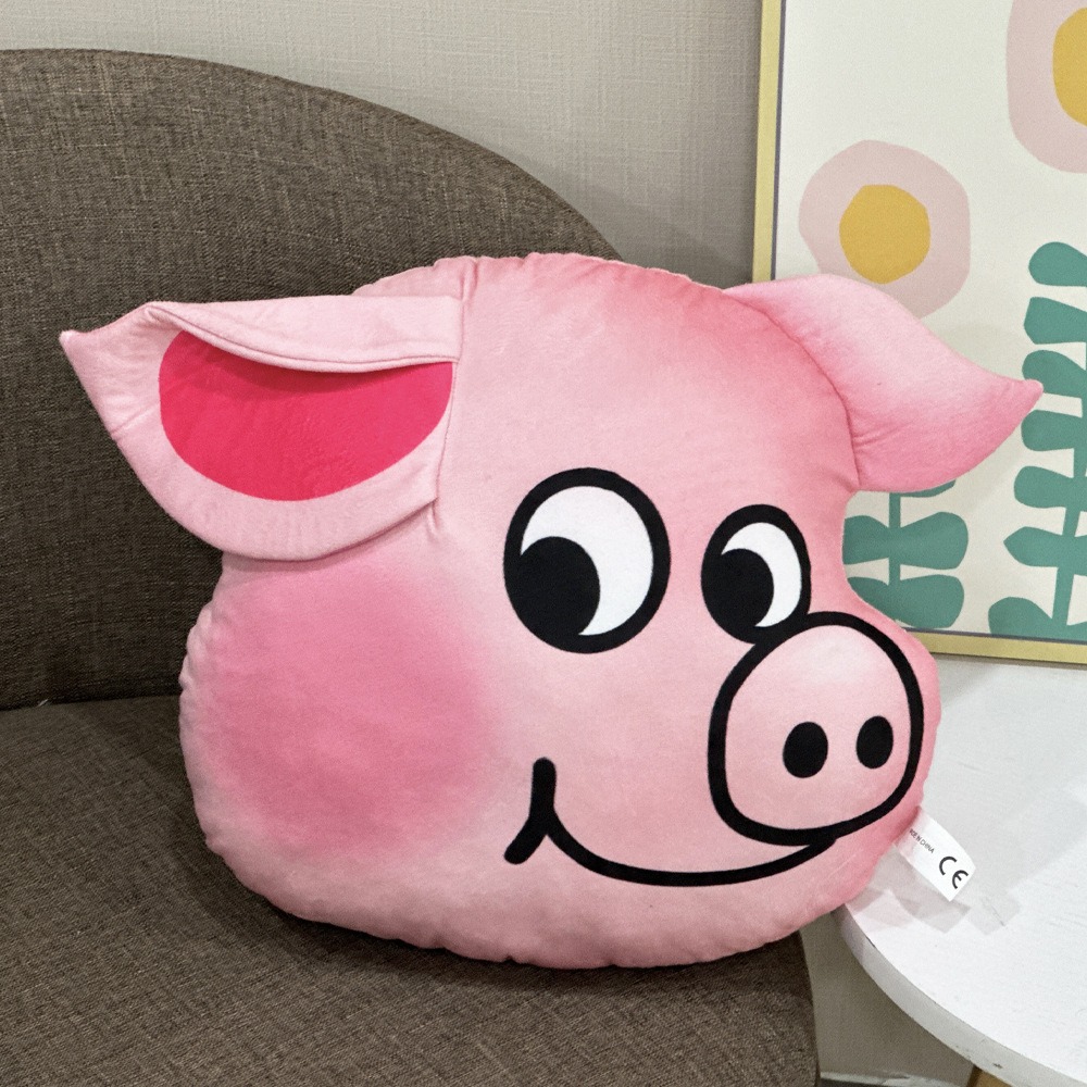 Cute Pink Pig Head Plush Pillow - 40cm Soft Stuffed Animal Cushion 10
