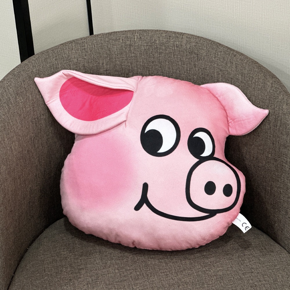 Cute Pink Pig Head Plush Pillow - 40cm Soft Stuffed Animal Cushion 11