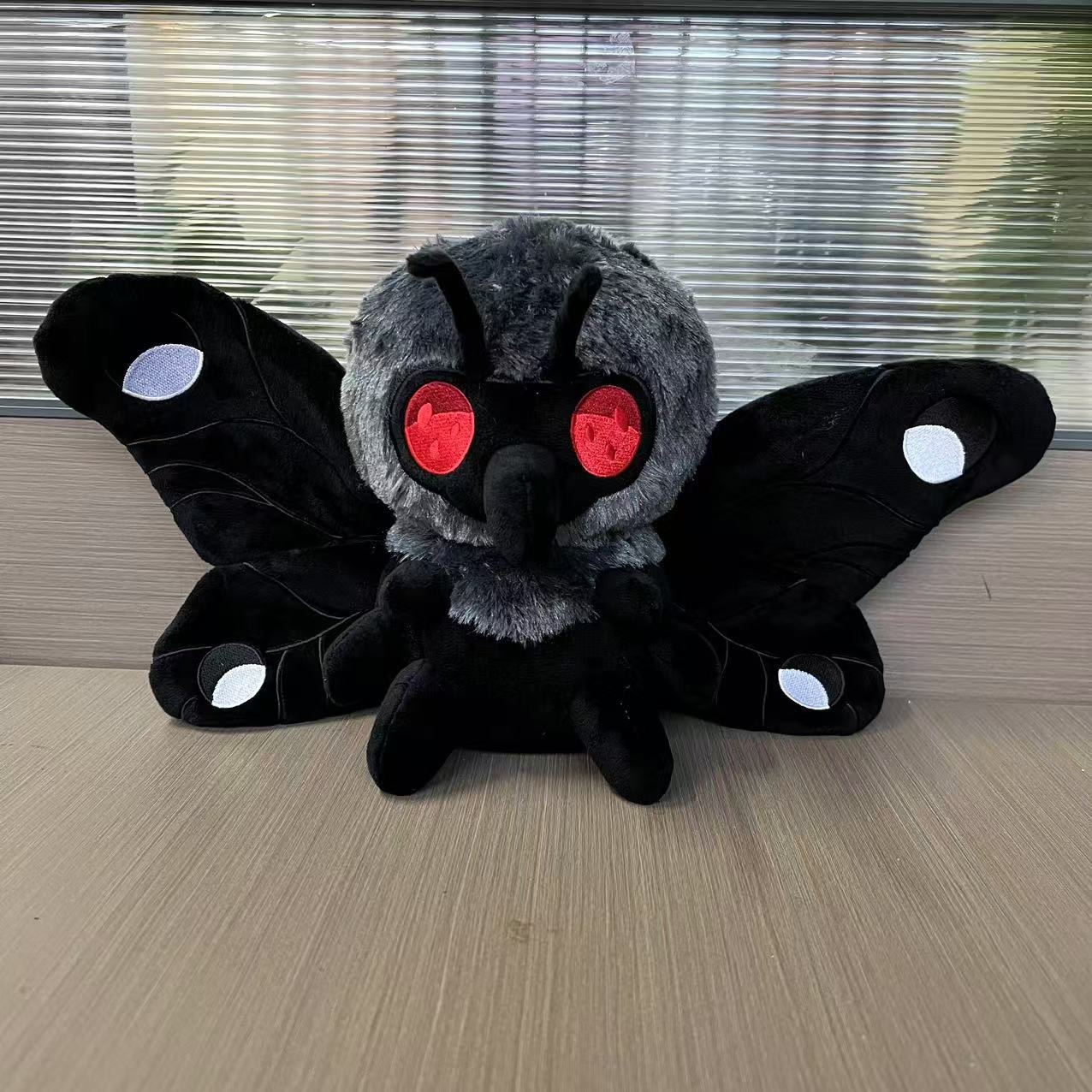 Mothman Cryptid Plush Toy - 23cm Midnight Black Collectible with Glowing Red Eyes | Soft Moth Plush 11