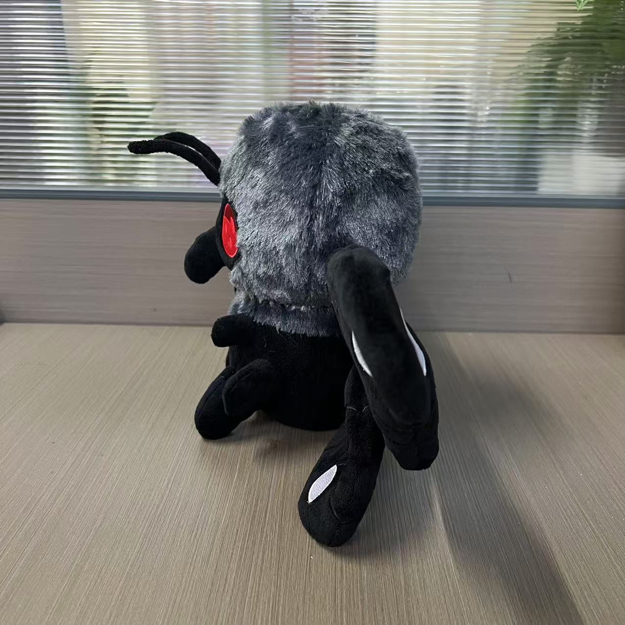 Mothman Cryptid Plush Toy - 23cm Midnight Black Collectible with Glowing Red Eyes | Soft Moth Plush 13