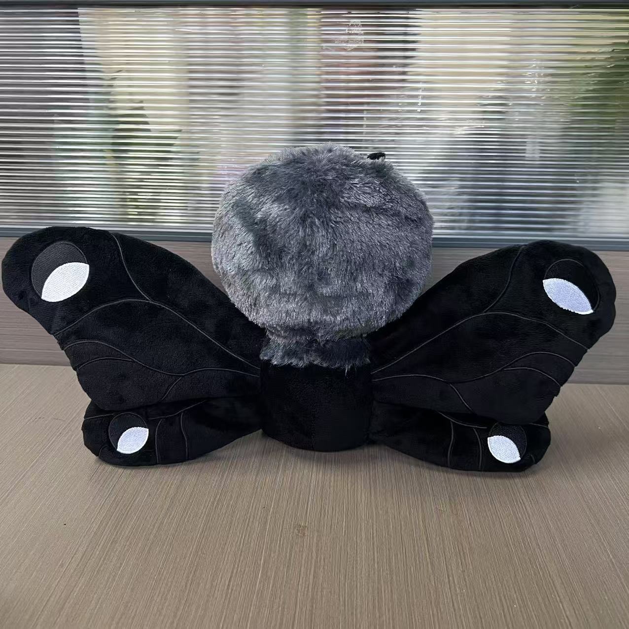 Mothman Cryptid Plush Toy - 23cm Midnight Black Collectible with Glowing Red Eyes | Soft Moth Plush 14