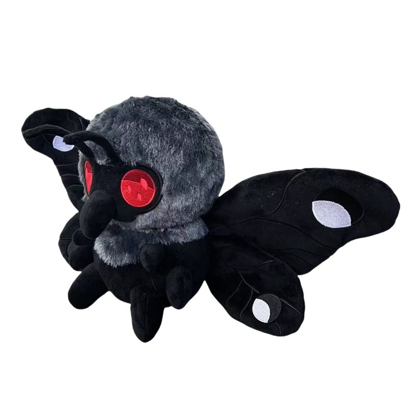 Mothman Cryptid Plush Toy - 23cm Midnight Black Collectible with Glowing Red Eyes | Soft Moth Plush 18