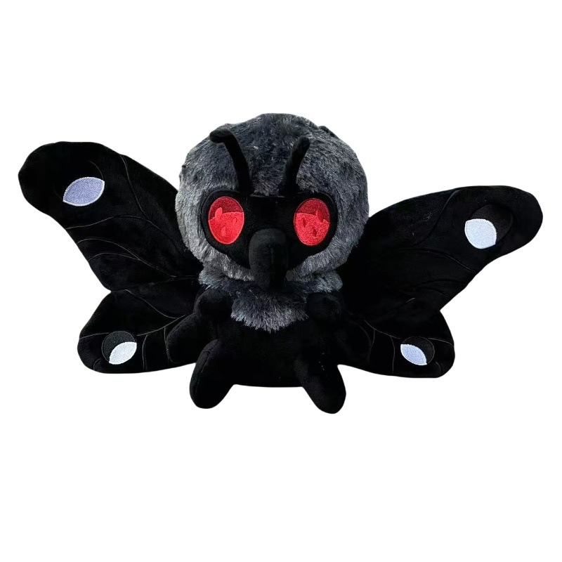 Mothman Cryptid Plush Toy - 23cm Midnight Black Collectible with Glowing Red Eyes | Soft Moth Plush 19