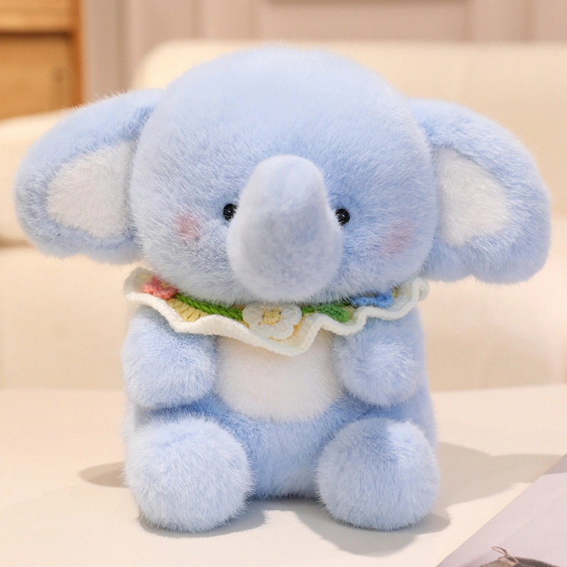 Cute Light Blue Elephant Plush Toy - Soft Stuffed Animal with Colorful Scarf 1