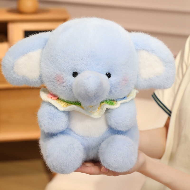 Cute Light Blue Elephant Plush Toy - Soft Stuffed Animal with Colorful Scarf 13