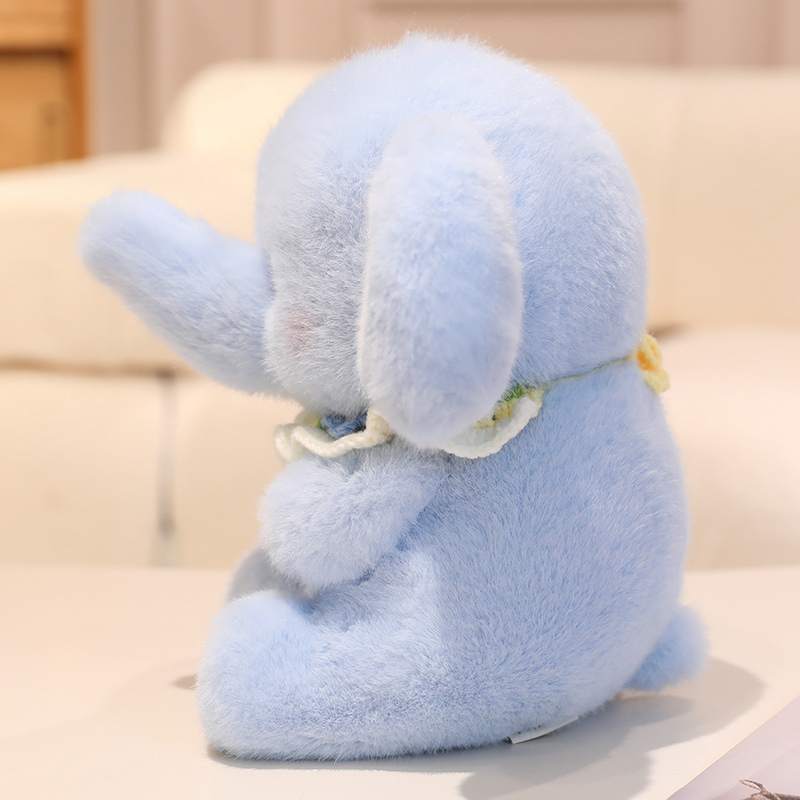 Cute Light Blue Elephant Plush Toy - Soft Stuffed Animal with Colorful Scarf 15