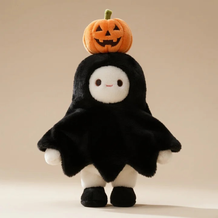 Милая плюшевая кукла-призрак на Хэллоуин в виде тыквы и шляпки. 14