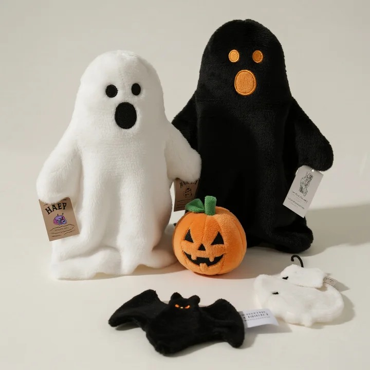 Милая плюшевая кукла-призрак на Хэллоуин в виде тыквы и шляпки. 17