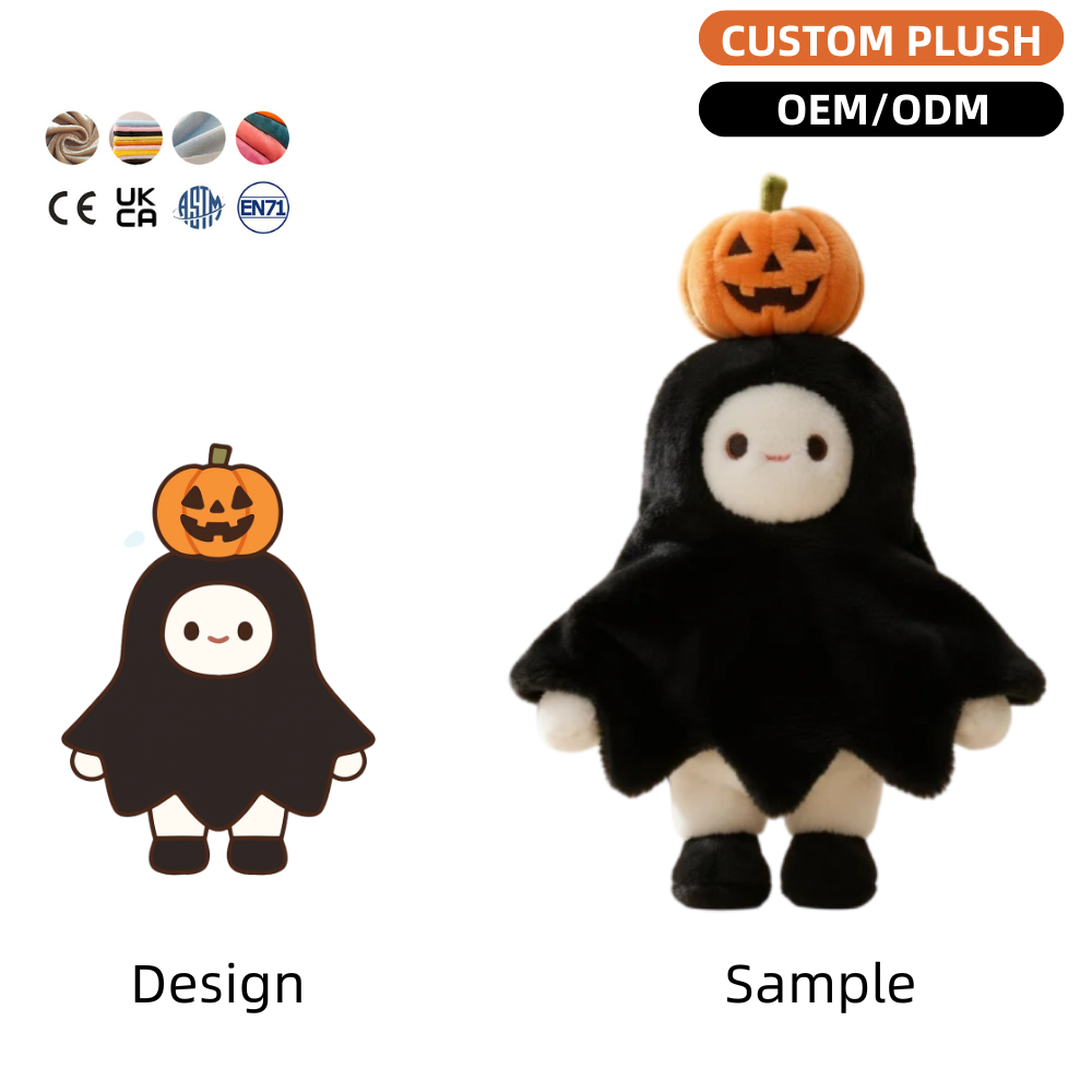 Милая плюшевая кукла-призрак на Хэллоуин в виде тыквы и шляпки. 12