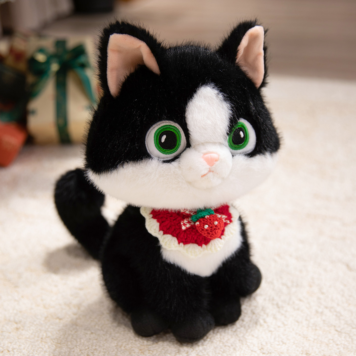 Diseño creativo de muñecos de peluche gatitos Devon Rex con formas lindas, que usan baberos y son excelentes regalos para los niños. 15