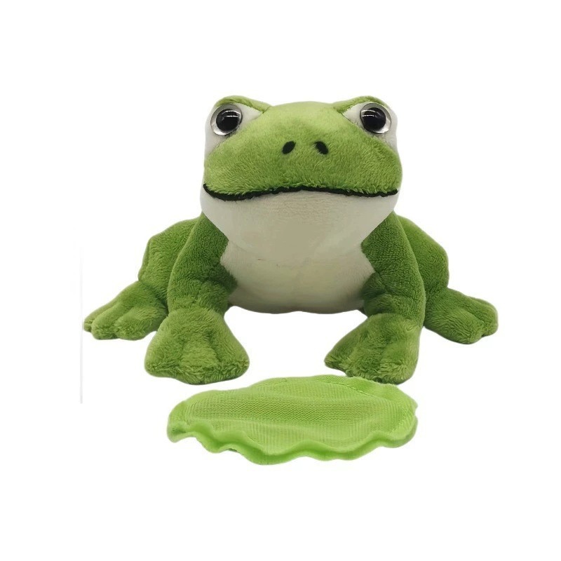 Realistic Green Frog Plush Toy - 10cm/3.94inch Stuffed Animal, 70g Soft Doll with Lily Pad 12