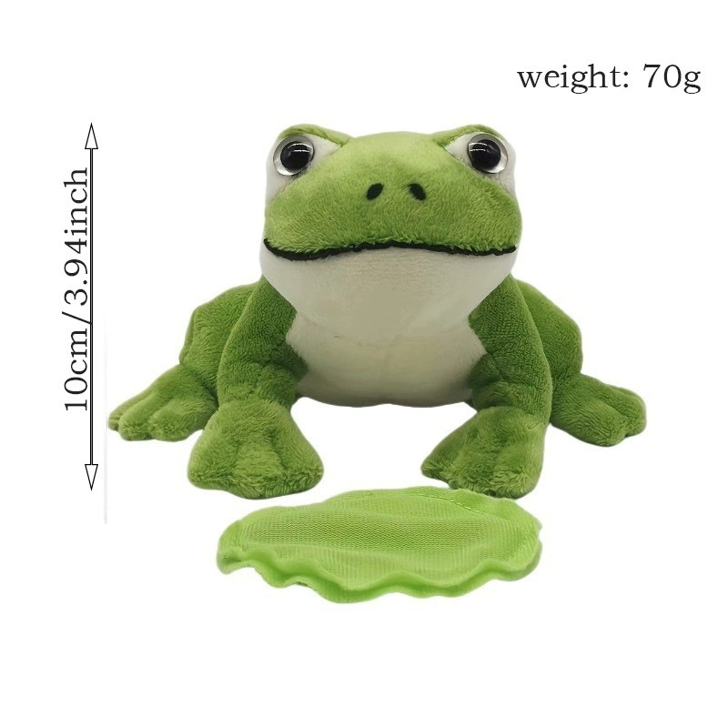 Realistic Green Frog Plush Toy - 10cm/3.94inch Stuffed Animal, 70g Soft Doll with Lily Pad 10