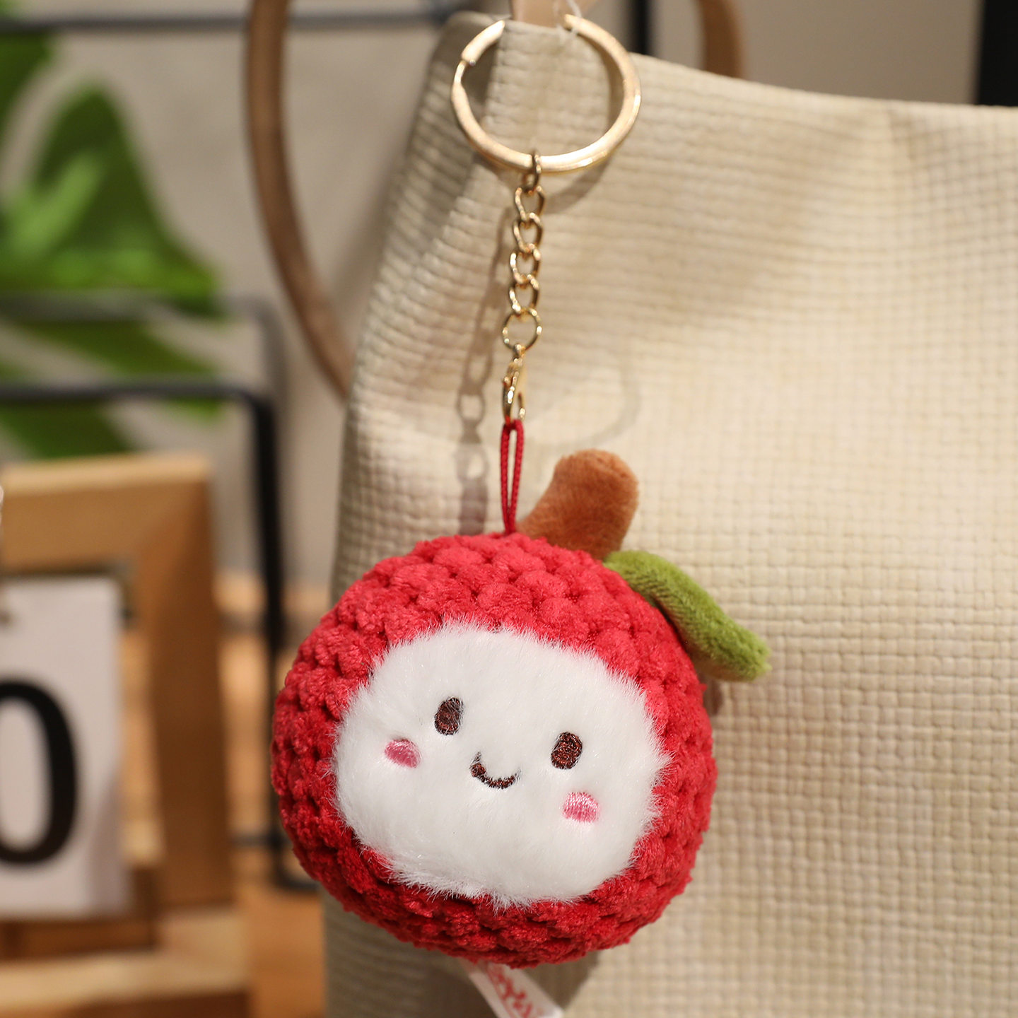 Crochet Lychee Plush Bag Charms - Cute Handmade Fruit Keychain Decor 14