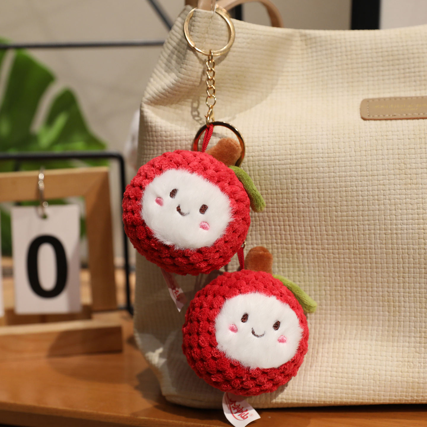 Crochet Lychee Plush Bag Charms - Cute Handmade Fruit Keychain Decor 16