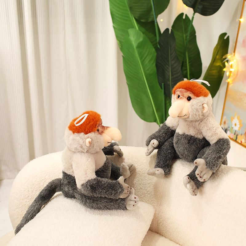 Creative design of proboscis monkey plush dolls, with lifelike shapes, cute animals, and direct factory sales 16