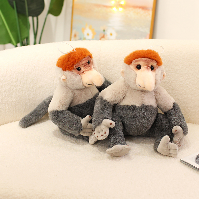 Creative design of proboscis monkey plush dolls, with lifelike shapes, cute animals, and direct factory sales 15