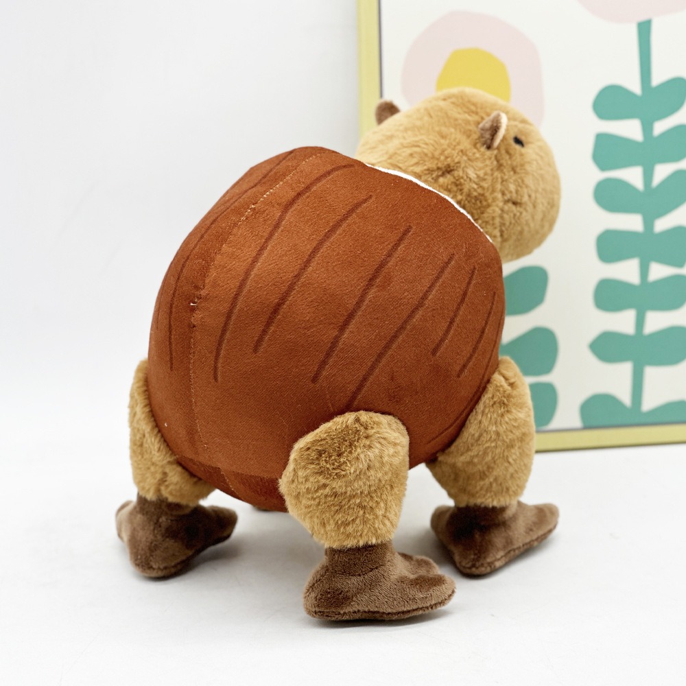 Brainrot tralro Tralala Plush Capybara in Barrel Plush Toy 24cm Funny Soft Stuffed Animal Gift for Kids and Meme Lovers 14